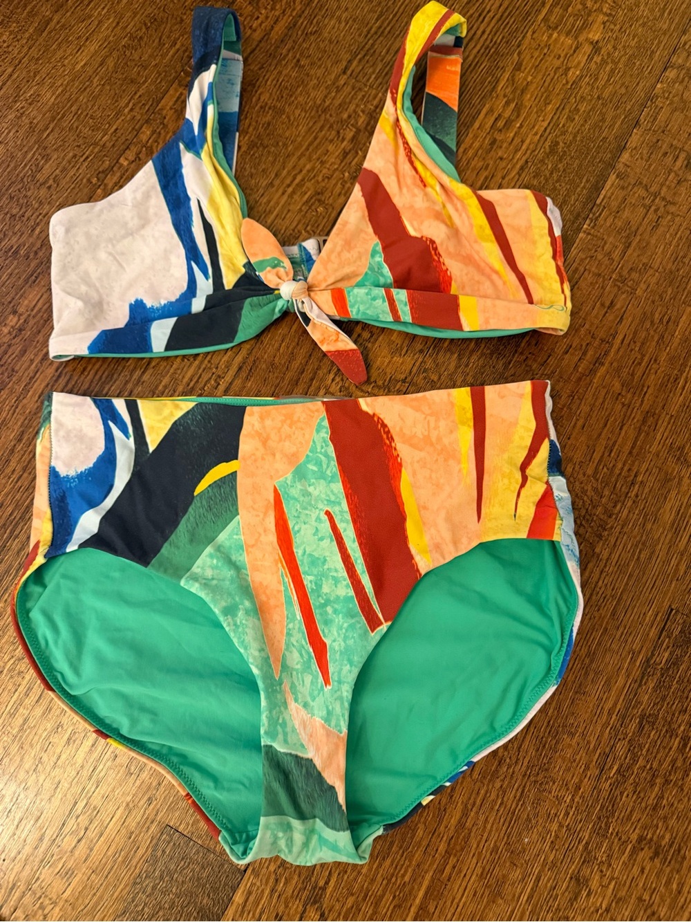 Calia Colorful Abstract Print high waisted Two-Piece Bikini